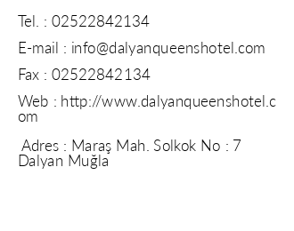 Dalyan Queens Hotel iletiim bilgileri